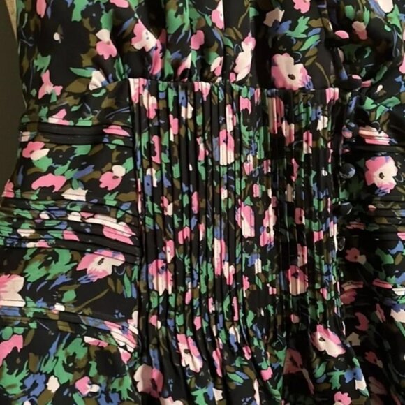 NWOT Veronica Beard Naomi Long Sleeve, Black Multi Floral Silk Mini DressXS $550 - Picture 10 of 13
